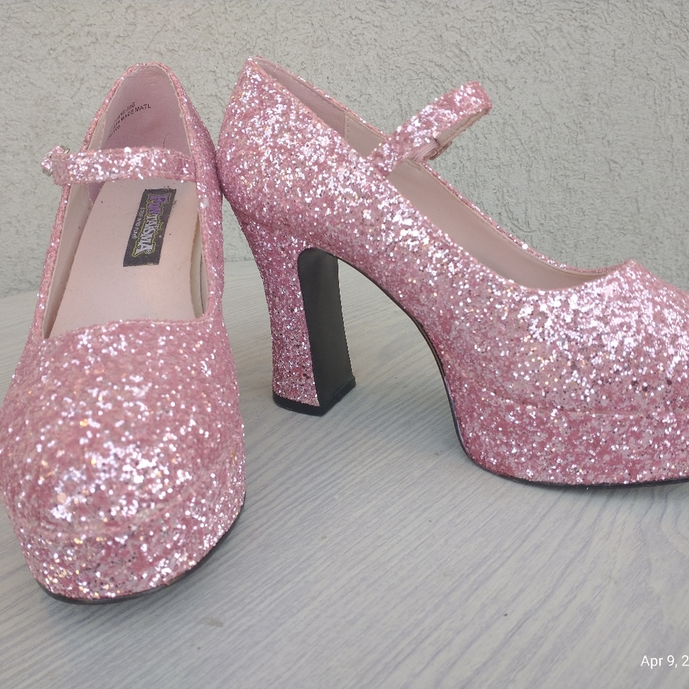 Funtasma barbie pink glitter platform Mary jane's